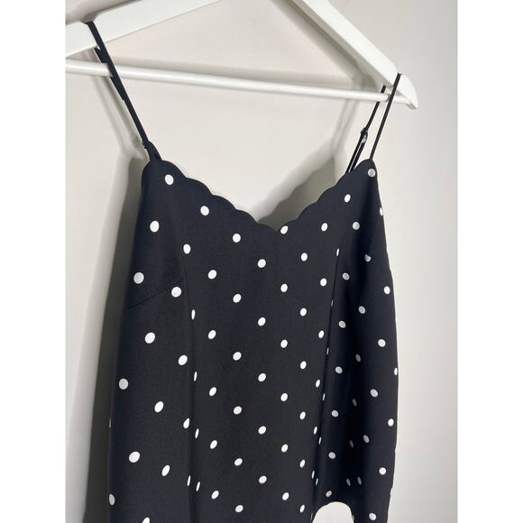 J. Crew Polka Dot Sleeveless Scalloped Cami Tank Top Black/White BI153 Size 4 - Picture 7 of 12